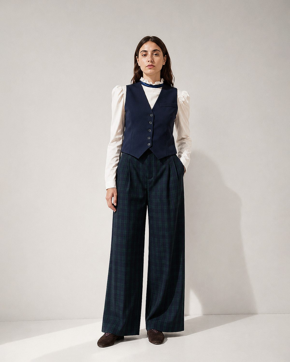 Pantalón ancho cuadros