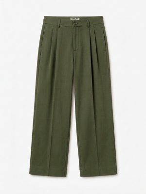 pantalón ancho verde de pliegues para uniforme de hotel